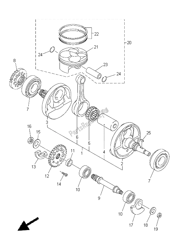 All parts for the Crankshaft & Piston of the Yamaha YZ 250F 2015