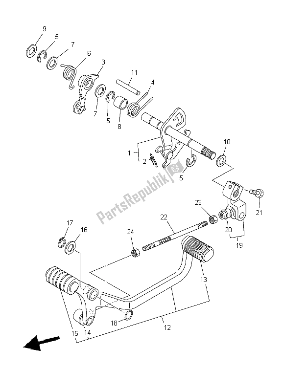 All parts for the Shift Shaft of the Yamaha XVS 1100A Dragstar Classic 2006