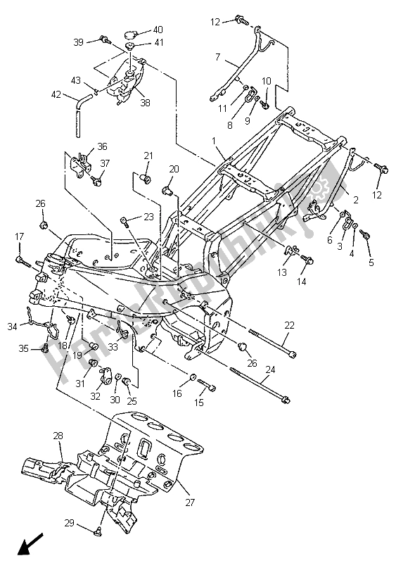 Alle onderdelen voor de Kader van de Yamaha YZF 1000R Thunderace 1996