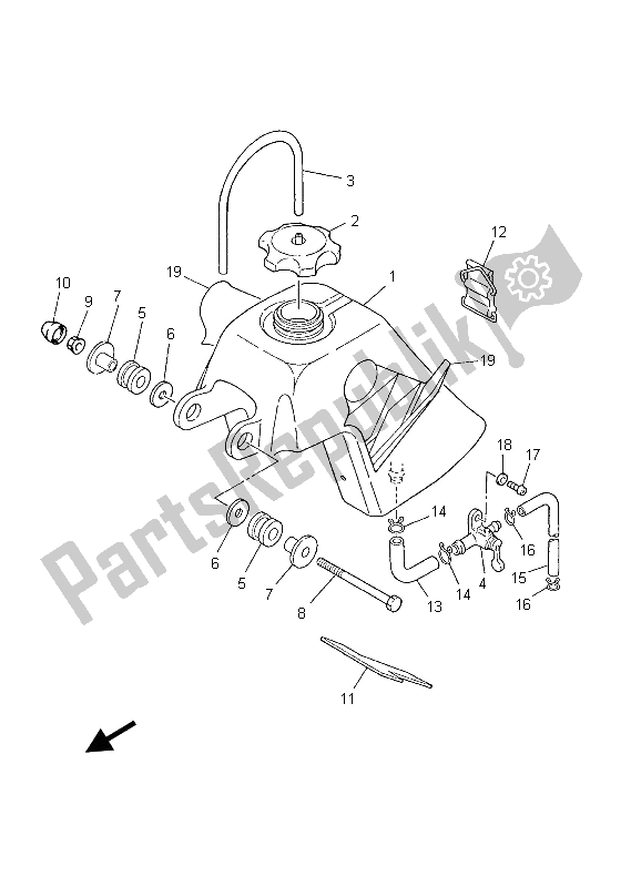 All parts for the Fuel Tank of the Yamaha PW 50 2003