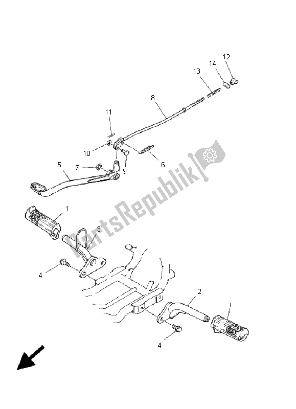 Todas las partes para Soporte Y Reposapiés de Yamaha YFM 80R 2008