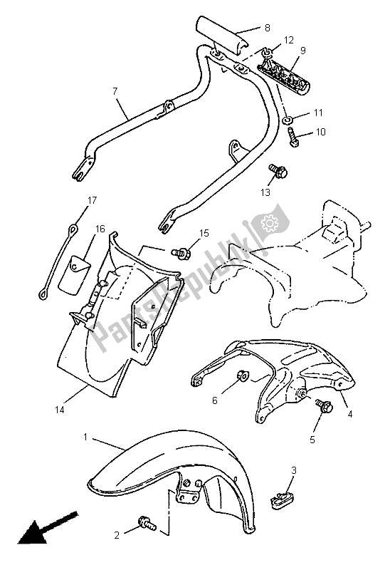 Tutte le parti per il Parafango del Yamaha SR 125 1998