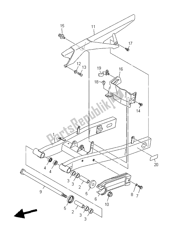 All parts for the Rear Arm of the Yamaha XJ6 SY 600 2009