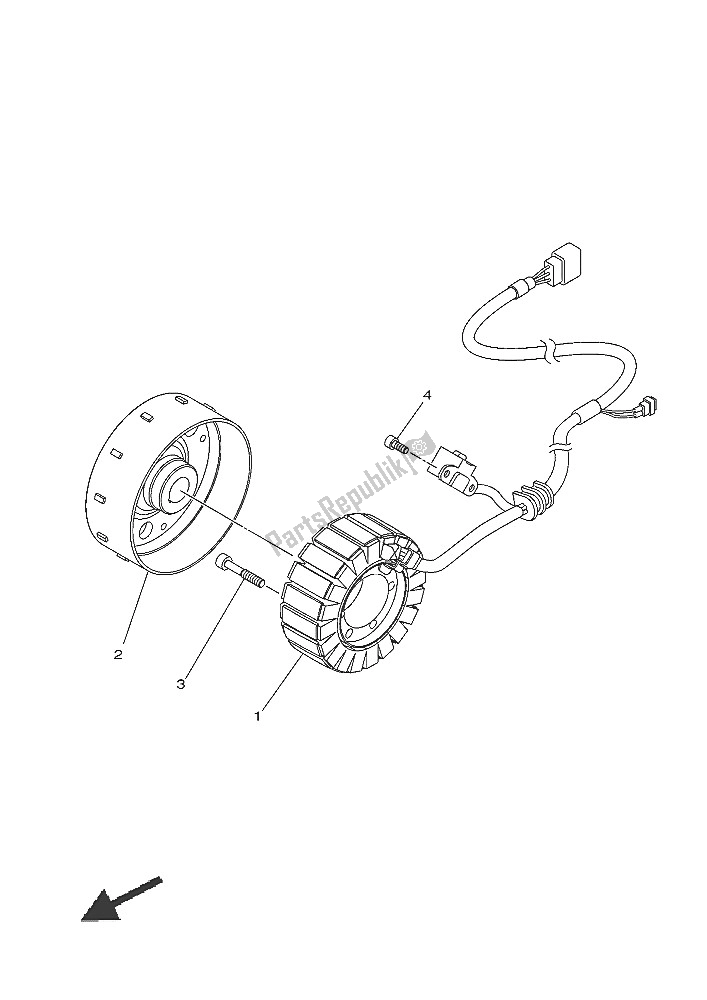 All parts for the Generator of the Yamaha YFM 700 FWA Grizzly 4X4 2016