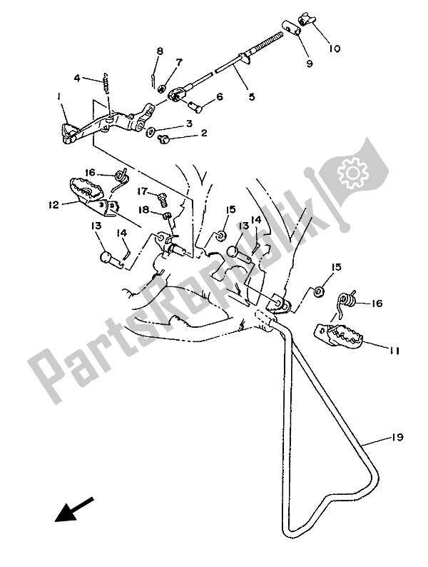 Tutte le parti per il Stand E Poggiapiedi del Yamaha YZ 125 1986