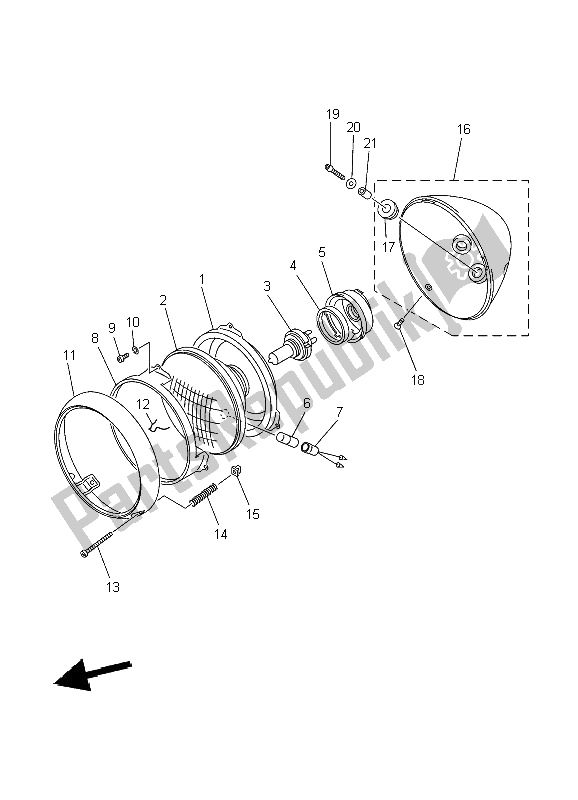 All parts for the Headlight of the Yamaha XVS 650A Dragstar Classic 2004