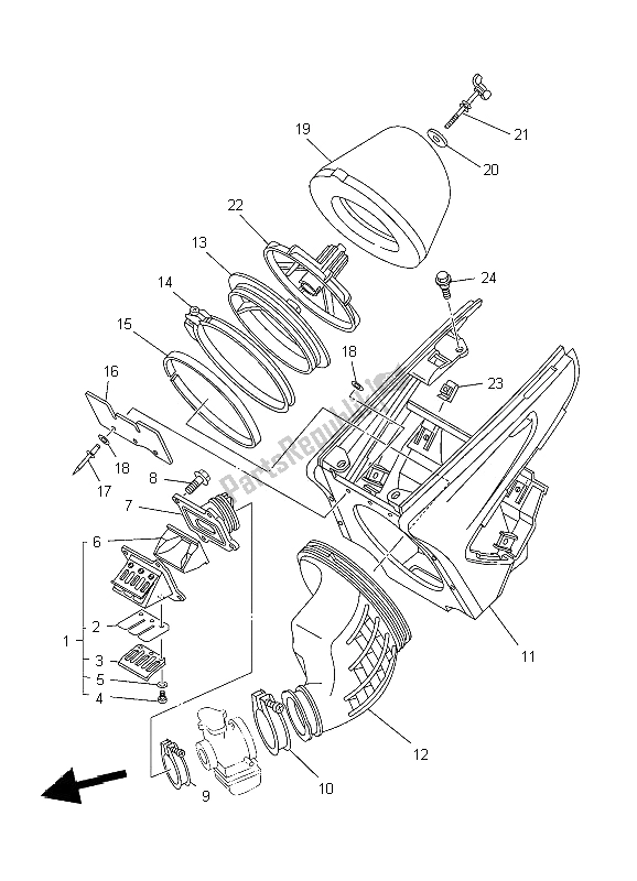 All parts for the Intake of the Yamaha YZ 125 2009