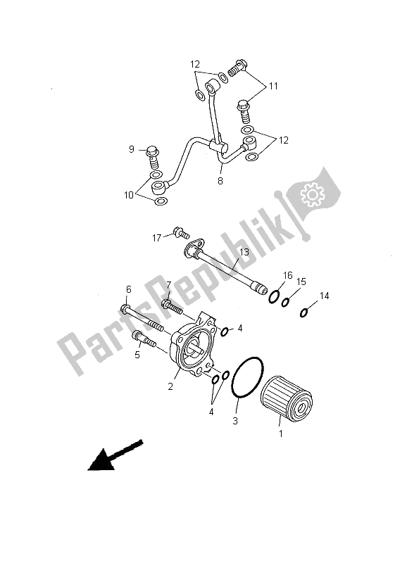 All parts for the Oil Cleaner of the Yamaha YZ 426F 2000