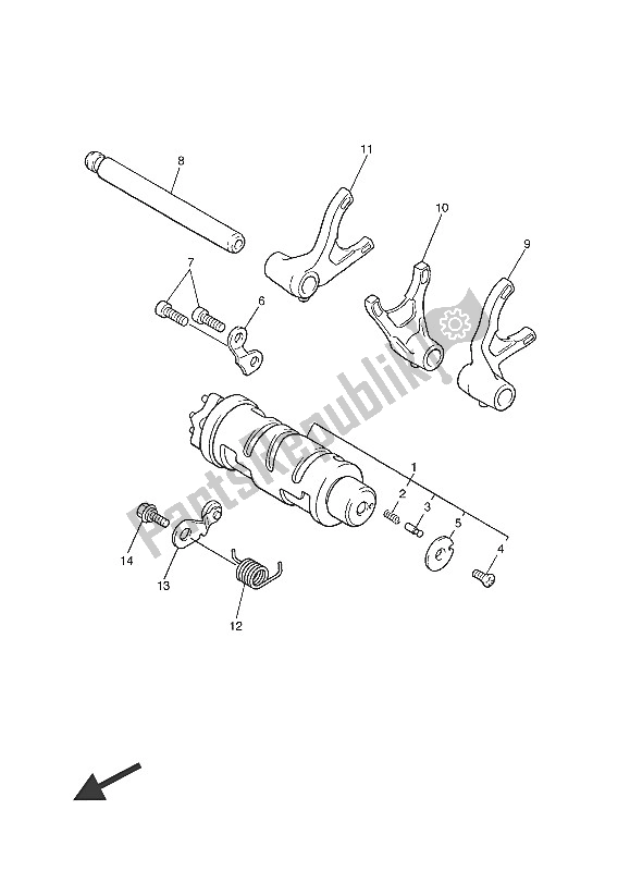 All parts for the Shift Cam & Fork of the Yamaha XJR 1300C 2016