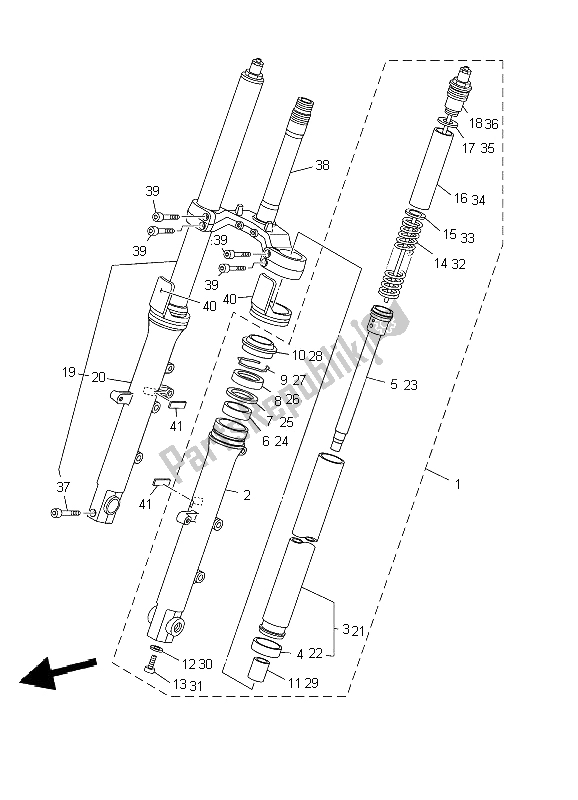 All parts for the Front Fork of the Yamaha TDM 900 2009