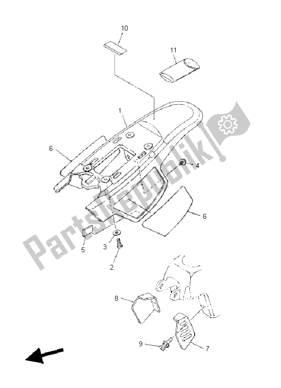 All parts for the Side Cover of the Yamaha PW 50 2011