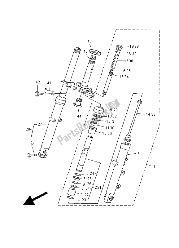 Toutes les pièces pour le Fourche Avant du Yamaha SR 125 2000