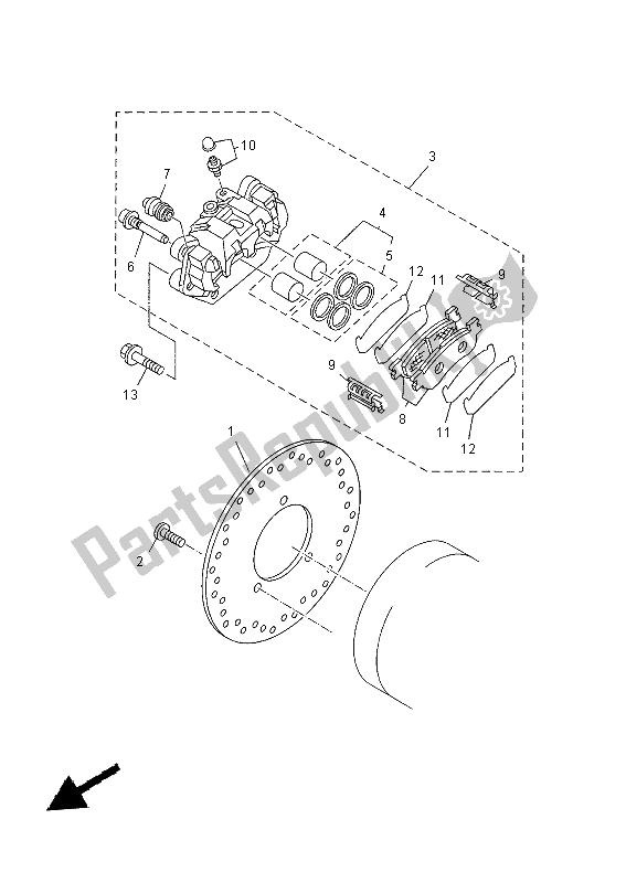 Tutte le parti per il Pinza Freno Posteriore del Yamaha YP 250 RA 2015