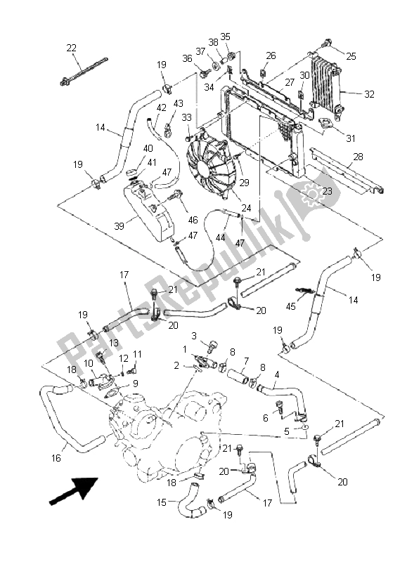 All parts for the Radiator & Hose of the Yamaha YXR 450 FA Rhino 2006