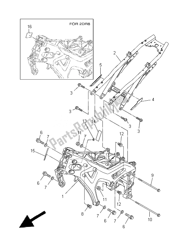 Wszystkie części do Rama Yamaha MT 09A 900 2014