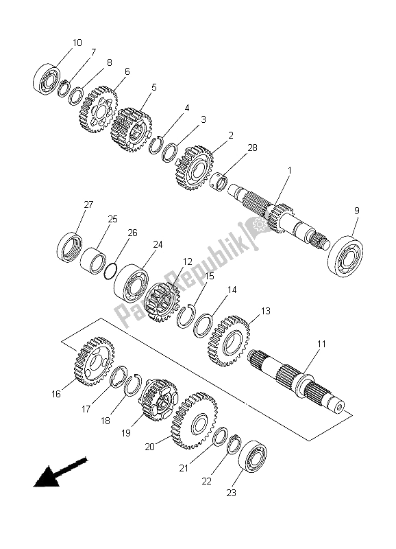 All parts for the Transmission of the Yamaha XV 1600A Wildstar 2000