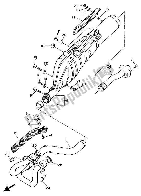 All parts for the Exhaust of the Yamaha XT 600K 1992