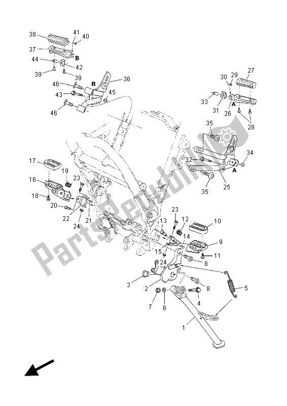 All parts for the Stand & Footrest of the Yamaha XT 660 ZA Tenere 2015