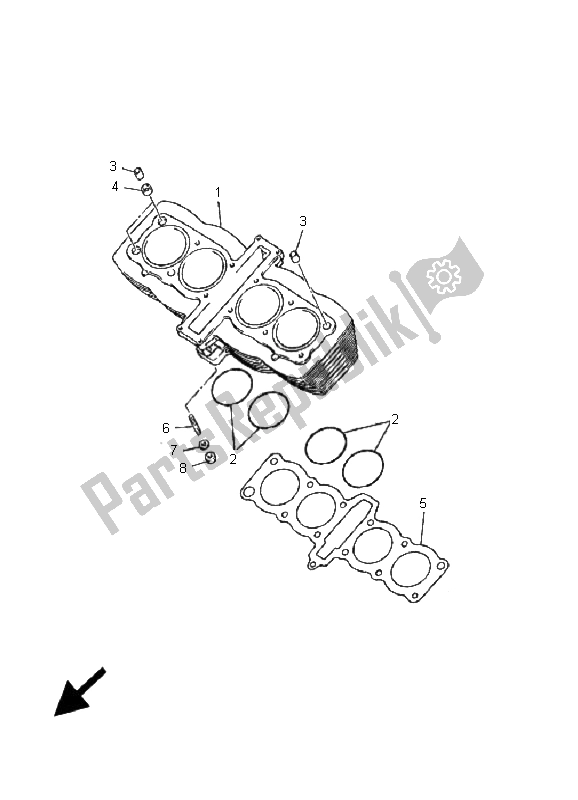 All parts for the Cylinder of the Yamaha XJ 600N 2001