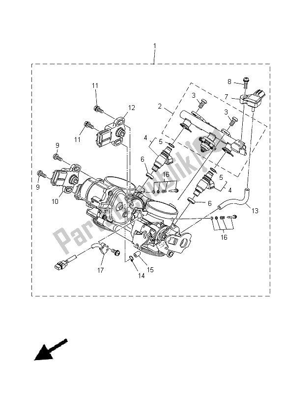 All parts for the Intake 2 of the Yamaha XT 1200 ZE 2014