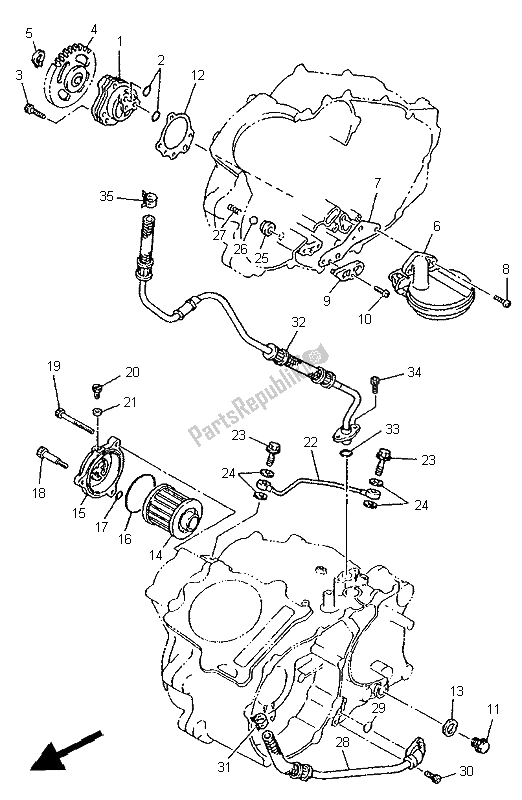 All parts for the Oil Pump of the Yamaha XT 600E 1996