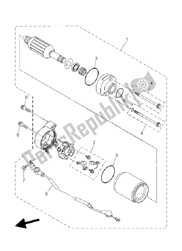 All parts for the Starting Motor of the Yamaha YB 125 SPD 2008