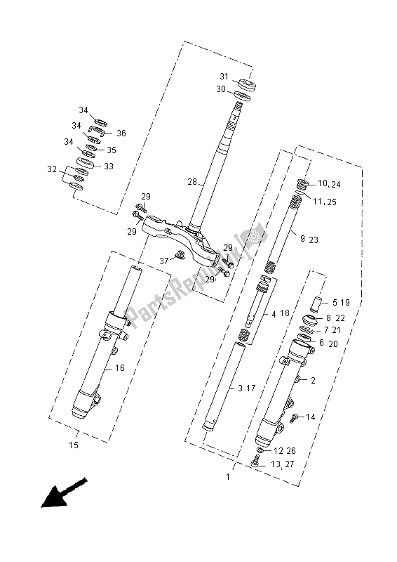 Todas las partes para Direccion de Yamaha YP 250R 2015