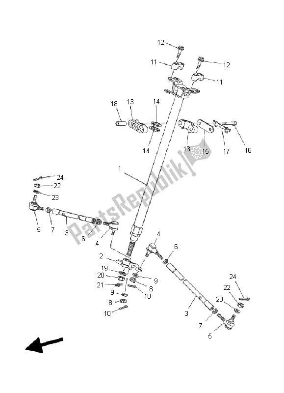 All parts for the Steering of the Yamaha YFM 700R 2008