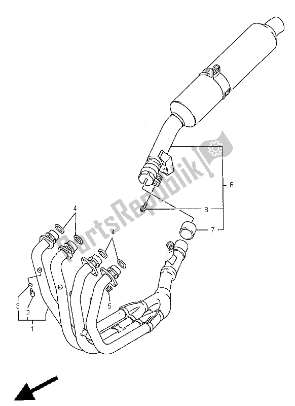 Tutte le parti per il Scarico del Yamaha FZS 600 1998