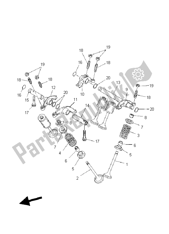 Toutes les pièces pour le Soupape du Yamaha YFM 660R 2004