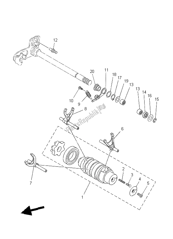 Tutte le parti per il Camma Cambio E Forcella del Yamaha XT 660Z Tenere 2009