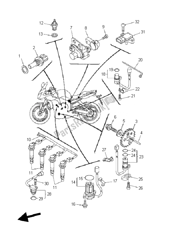 Alle onderdelen voor de Elektrisch 1 van de Yamaha FZ1 SA Fazer 1000 2010