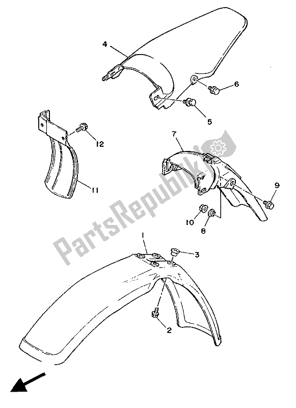 All parts for the Fender of the Yamaha DT 125R 1988