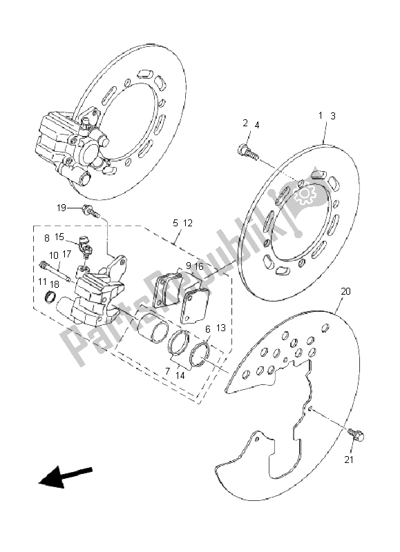 Tutte le parti per il Pinza Freno Anteriore del Yamaha YFM 660 FA Grizzly 2005