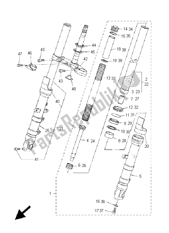 All parts for the Front Fork of the Yamaha FZ6 N 600 2005