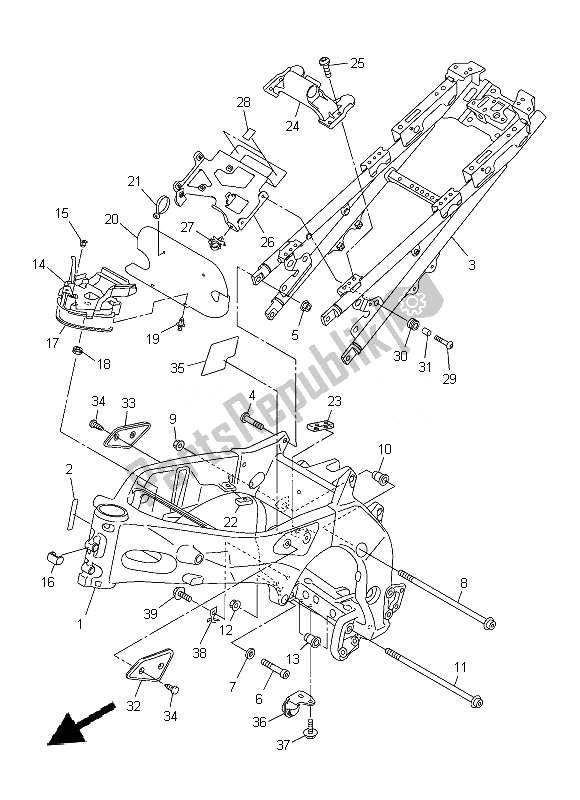 All parts for the Frame of the Yamaha FZ8 N 800 2014