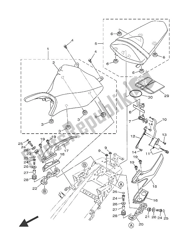 All parts for the Seat of the Yamaha MT 03A 660 2016