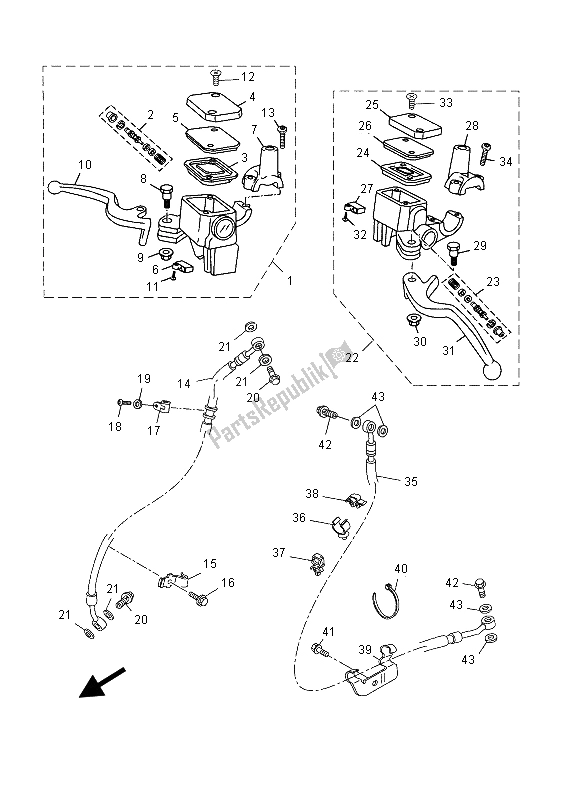 Tutte le parti per il Pompa Freno Anteriore del Yamaha YP 125R MBL2 2015