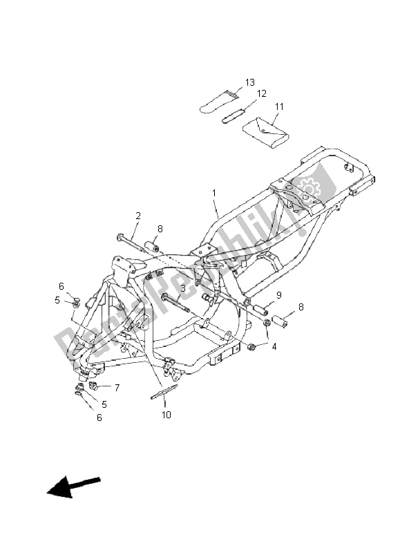 All parts for the Frame of the Yamaha YFM 80 Grizzly 2006