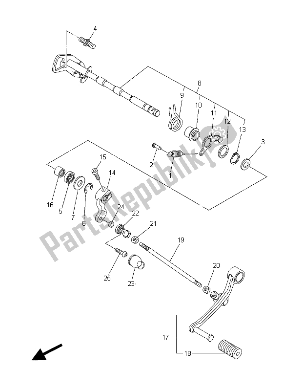 Todas as partes de Eixo De Mudança do Yamaha MT 09 Tracer ABS 900 2015