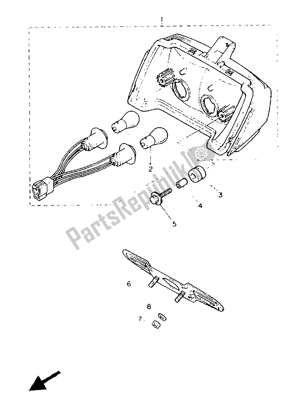 All parts for the Taillight of the Yamaha FJ 1200A 1992