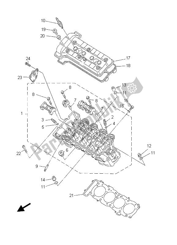 Toutes les pièces pour le Cylindre du Yamaha YZF R1 1000 2003