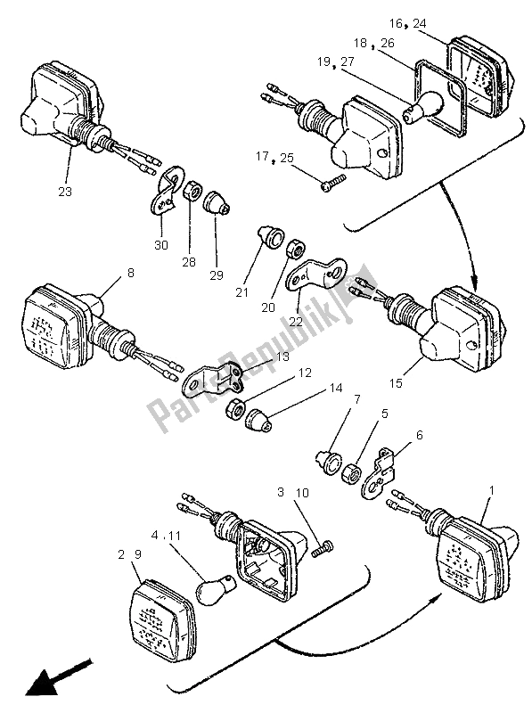 All parts for the Flasher Light of the Yamaha DT 125R 1995