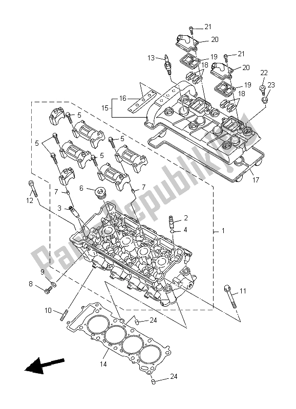 Alle onderdelen voor de Cilinderkop van de Yamaha XJ6 SA Diversion 600 2009