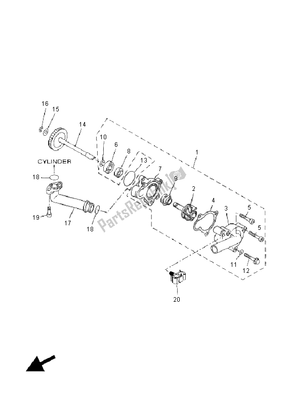 All parts for the Water Pump of the Yamaha VP 250 X City 2008