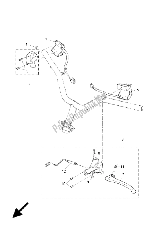 All parts for the Handle Switch & Lever of the Yamaha CW 50N 2011