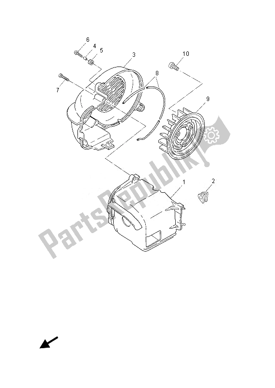 All parts for the Air Shroud & Fan of the Yamaha YN 50E 2013