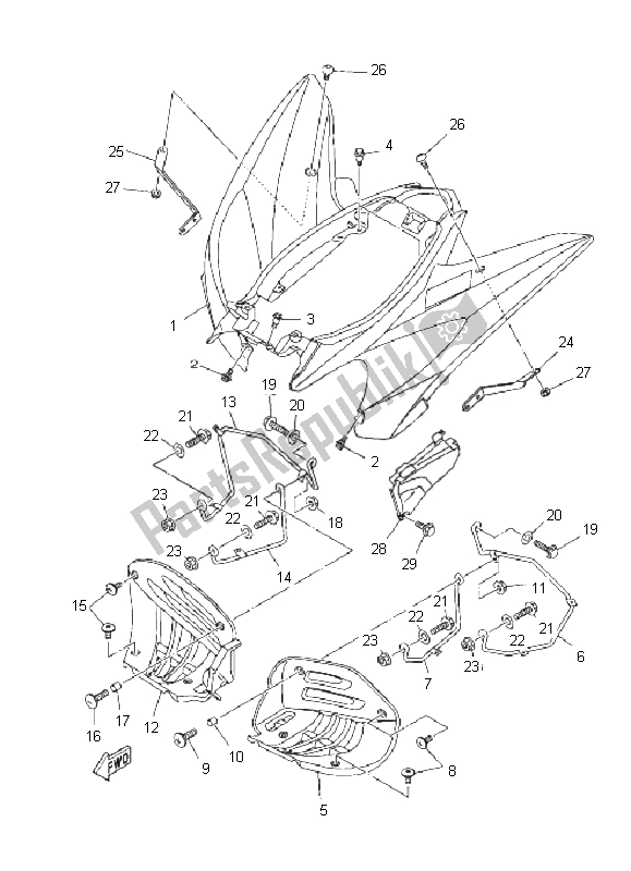 Toutes les pièces pour le Garde-boue Arrière du Yamaha YFM 250R 2011