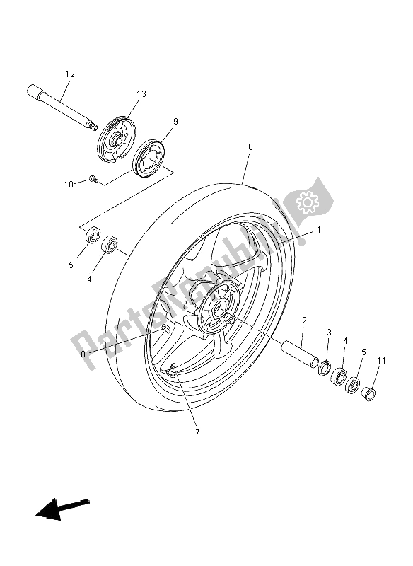 Wszystkie części do Przednie Ko? O Yamaha FZ8 NA 800 2012