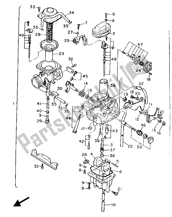 All parts for the Carburetor of the Yamaha XT 600 1987